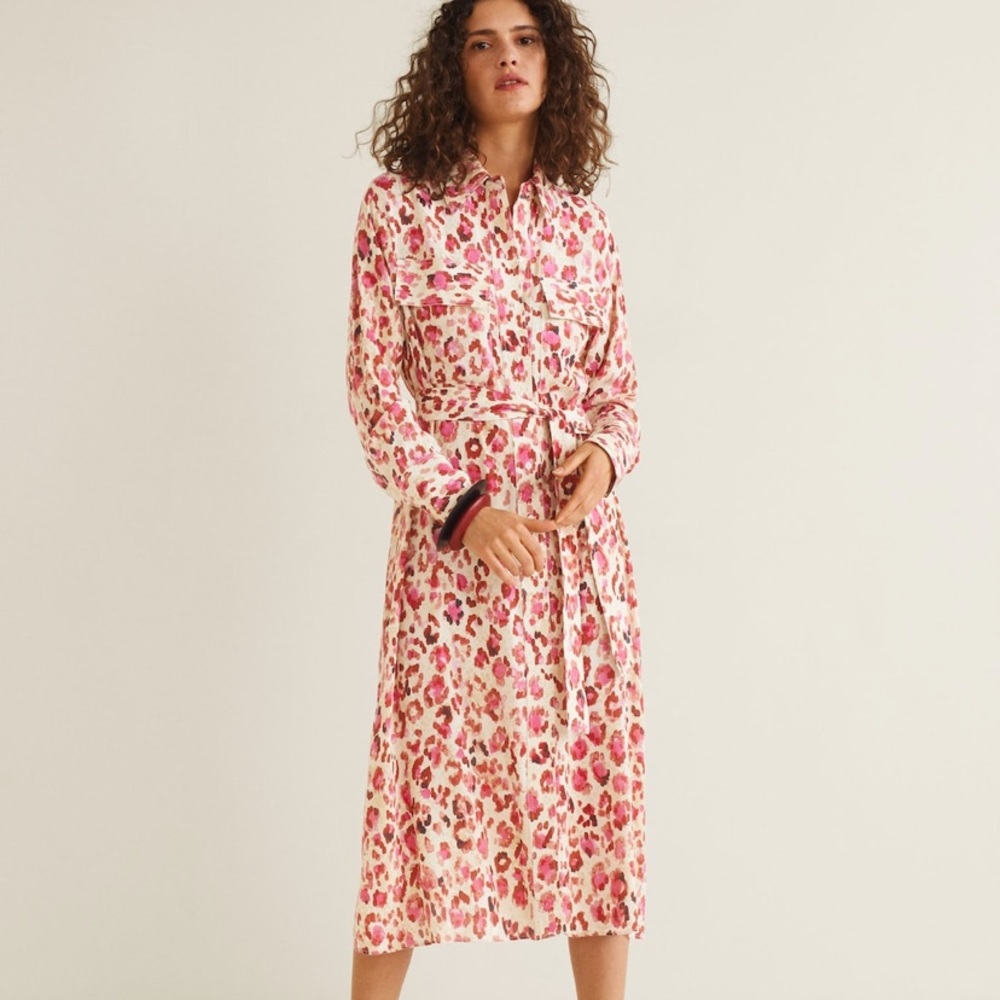 Mango pink leopard dress